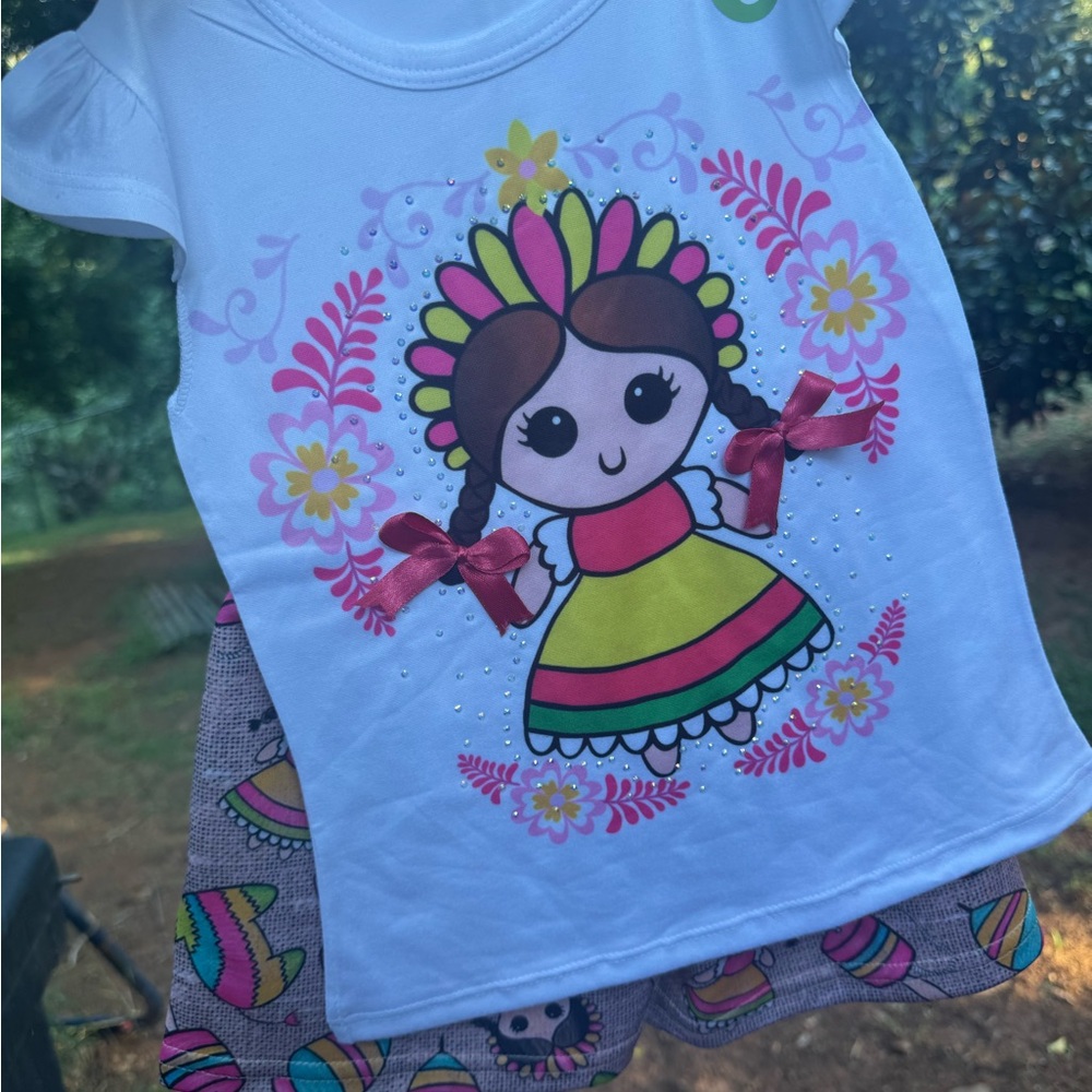 Cute White Graphic T-Shirt with Colorful Design